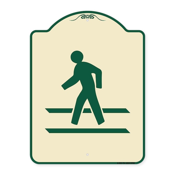 Signmission Designer Series-Pedestrian Crossing, Tan & Green Heavy-Gauge Aluminum, 24" x 18", TG-1824-9796 A-DES-TG-1824-9796 - main